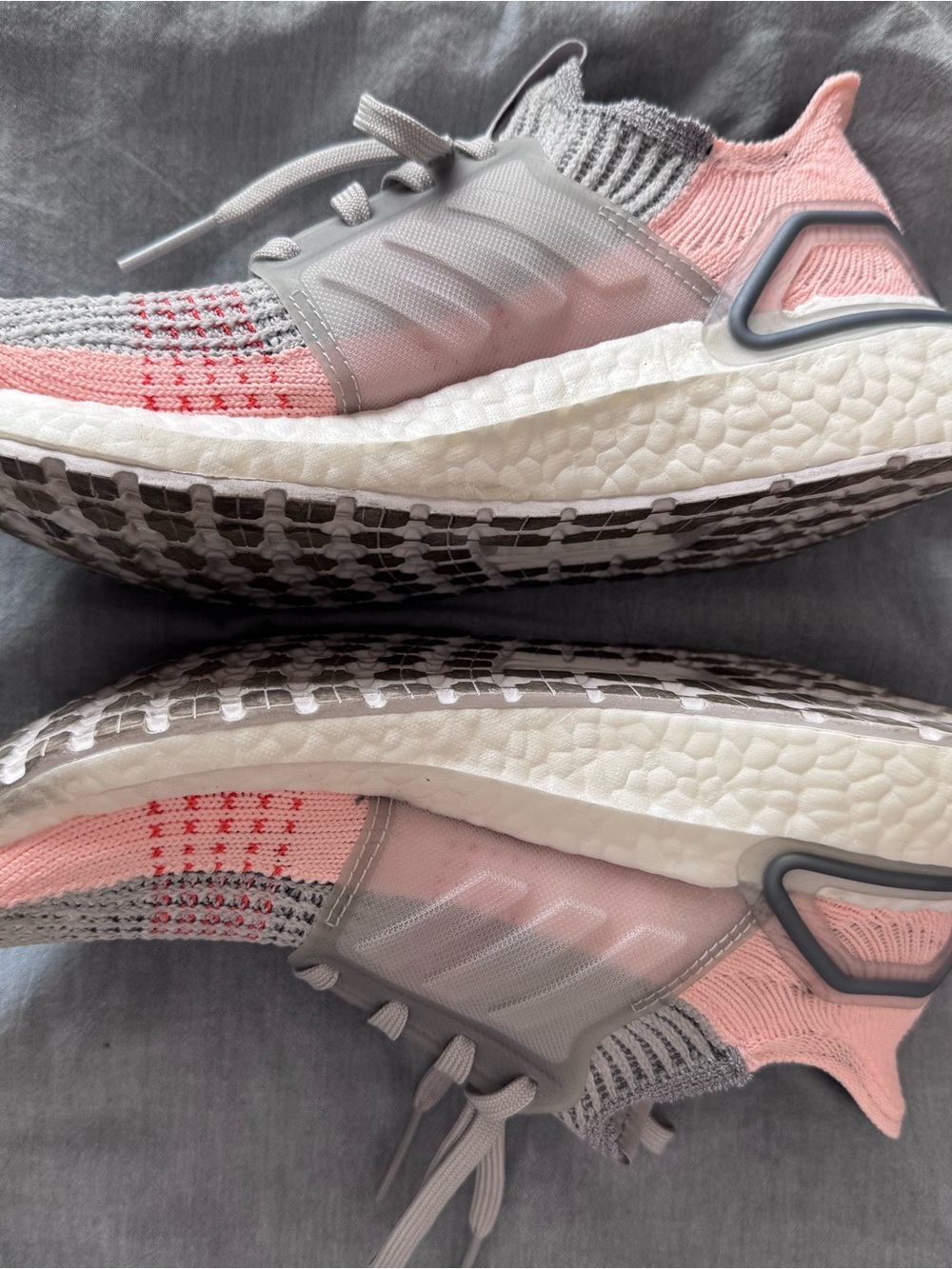 adidas Women’s Ultraboost 19 Running Shoes - Light Gray & Pink - 6 - Picture 4 of 8